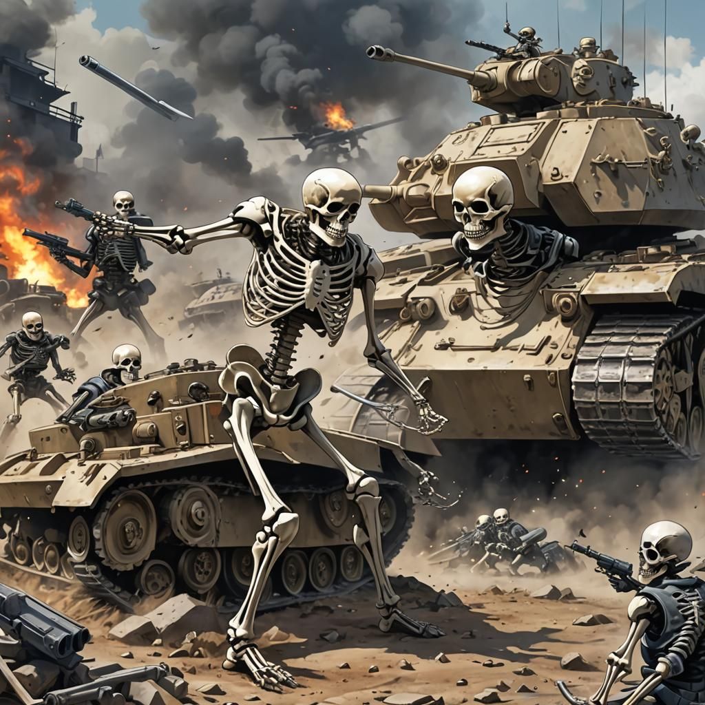 Skeleton Battles Tank: Anime Key Visual