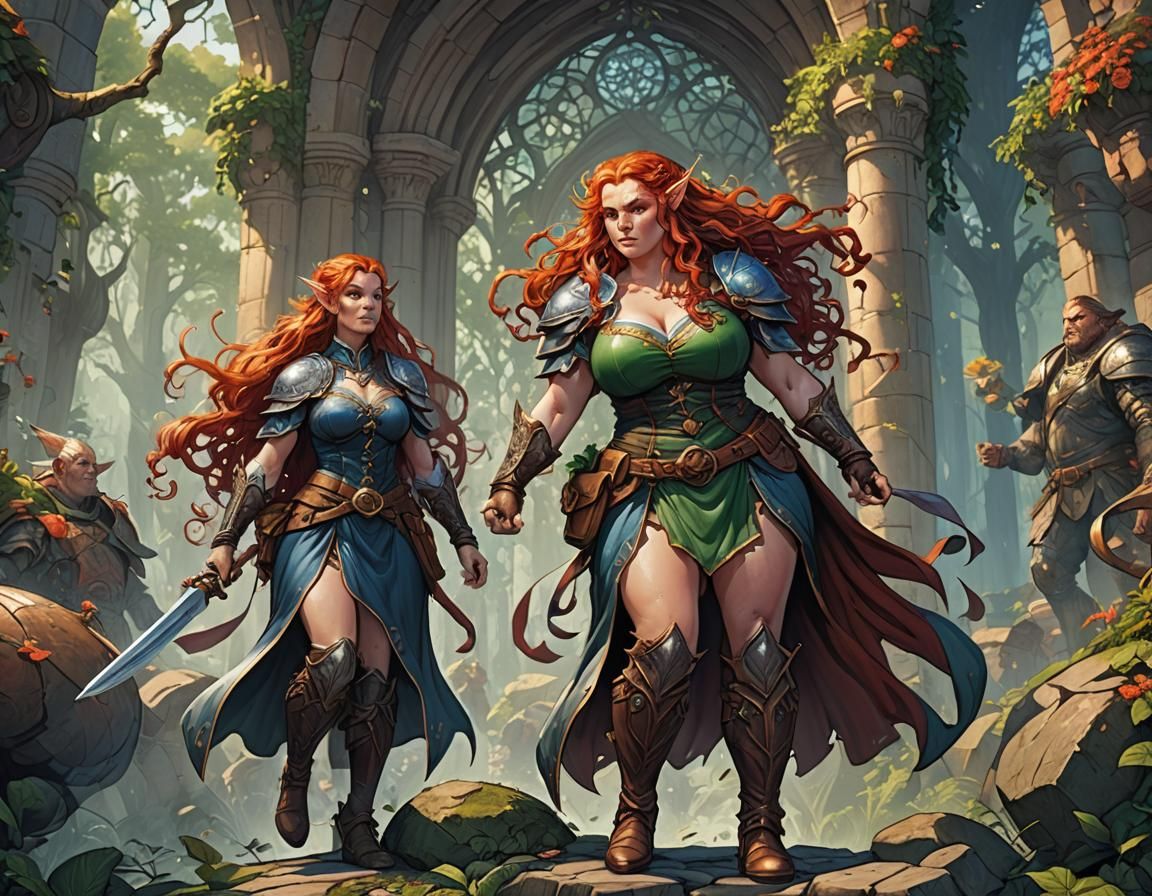 Curvy Elf with Red Hair, Comic Book Art