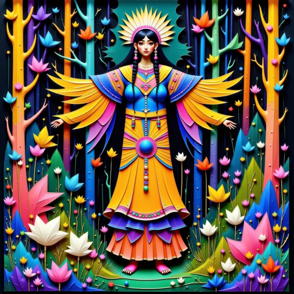 Nanabozho in Mystical Forest: Native Art Style