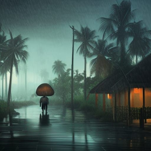 Kerala Limbo: Dark Rainy Indian Concept Art