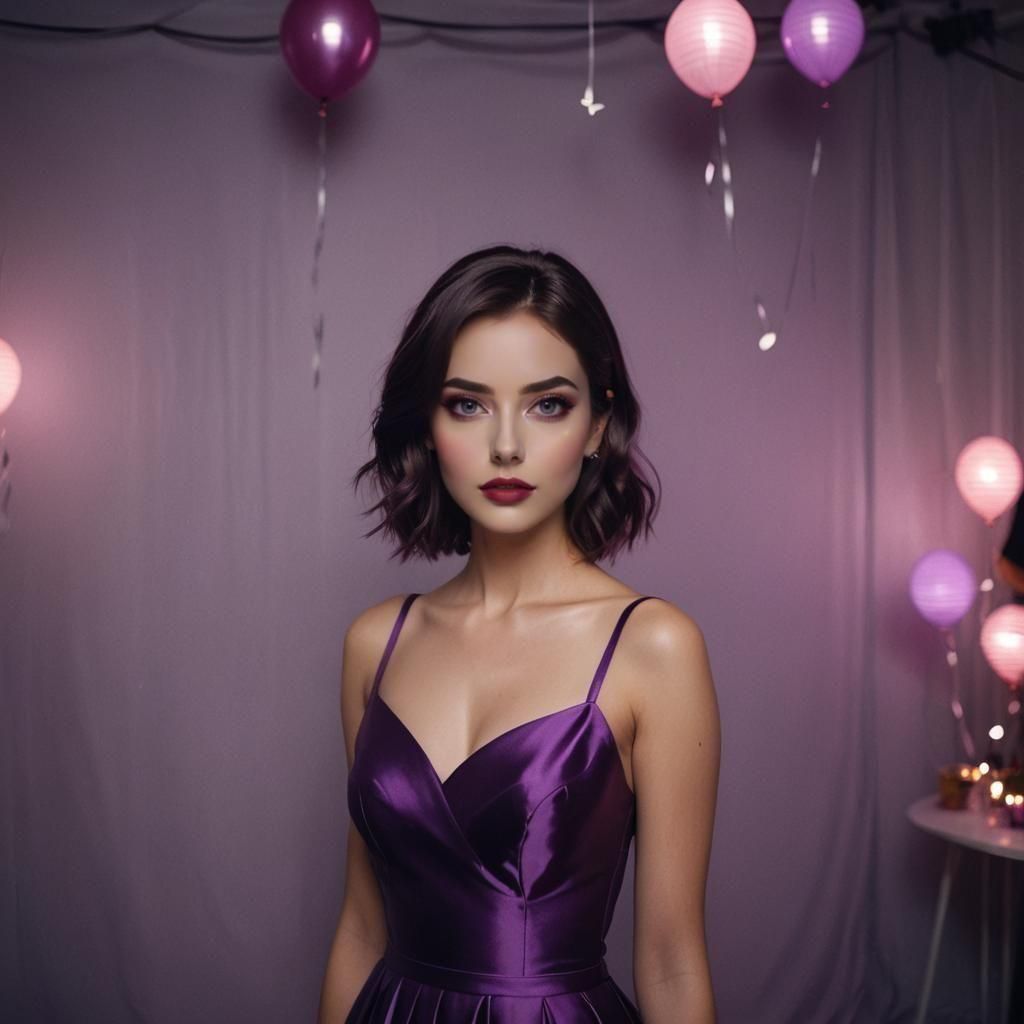 Beautiful Girl with Purple Hair at Party