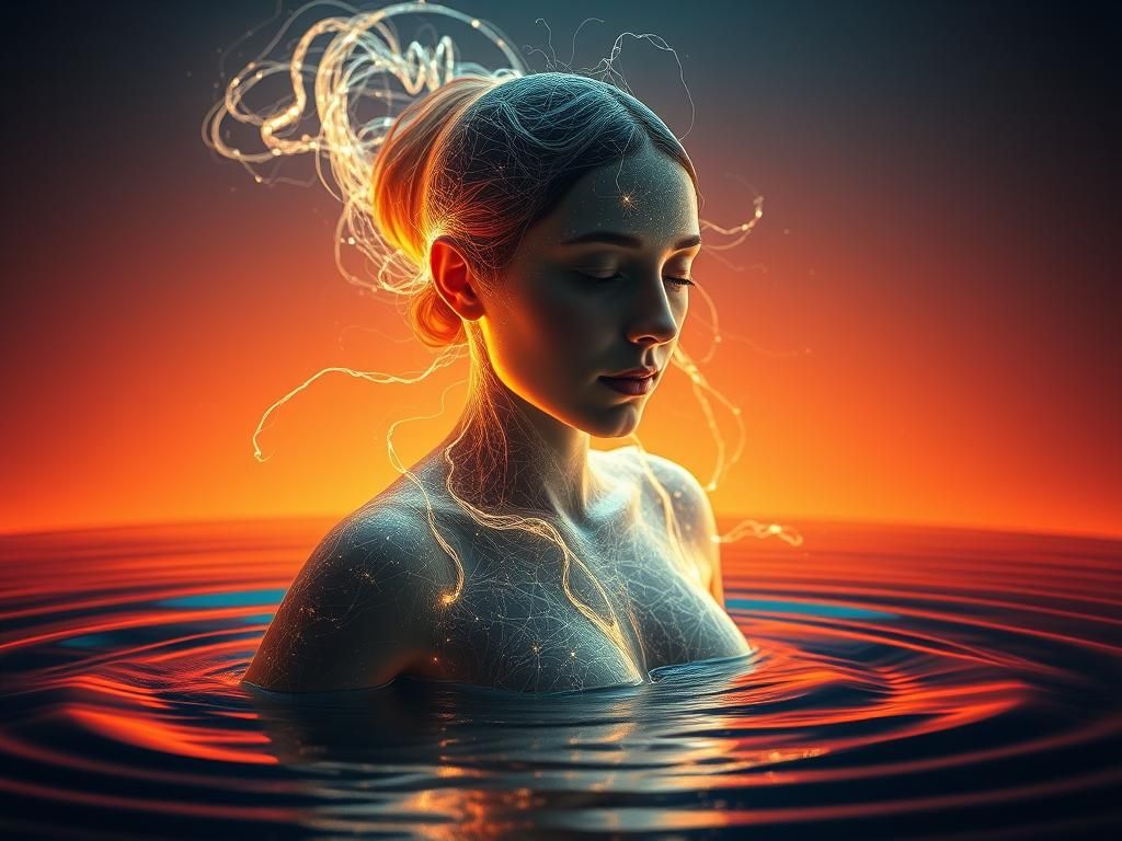 Luminous Woman Emerges: Radiant Energy in Digital Art