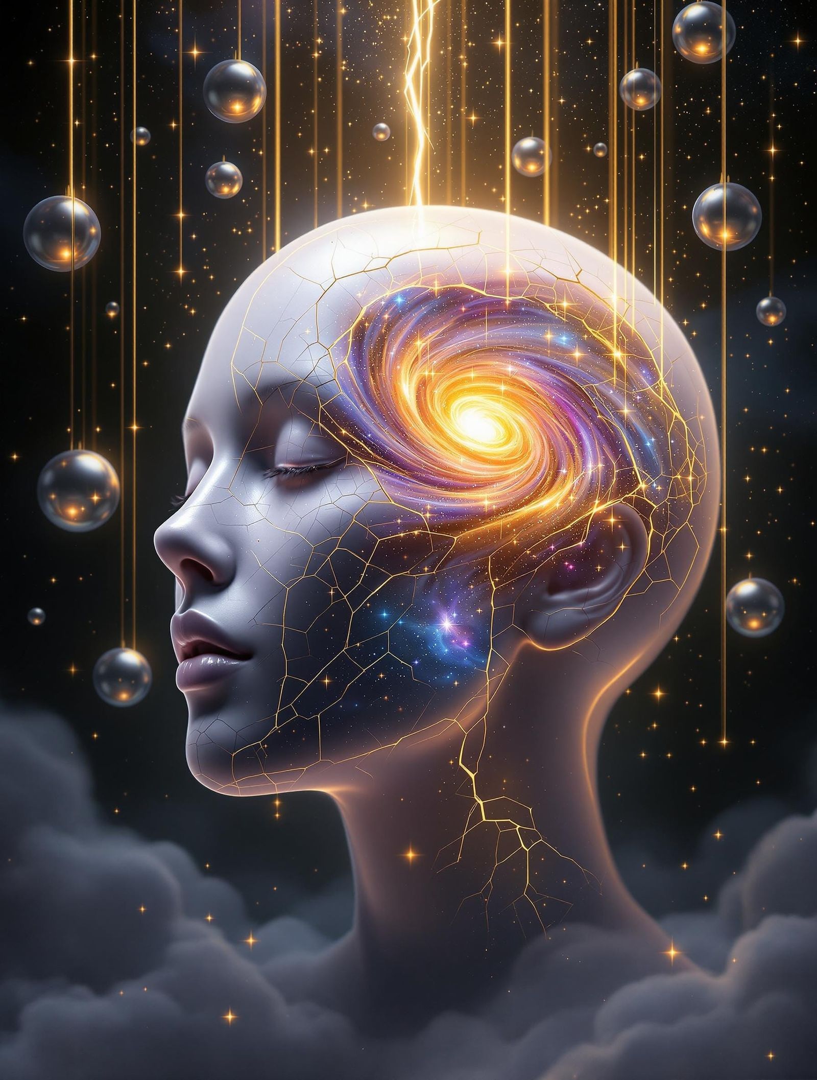 Ethereal Cosmic Portrait in Digital Painting