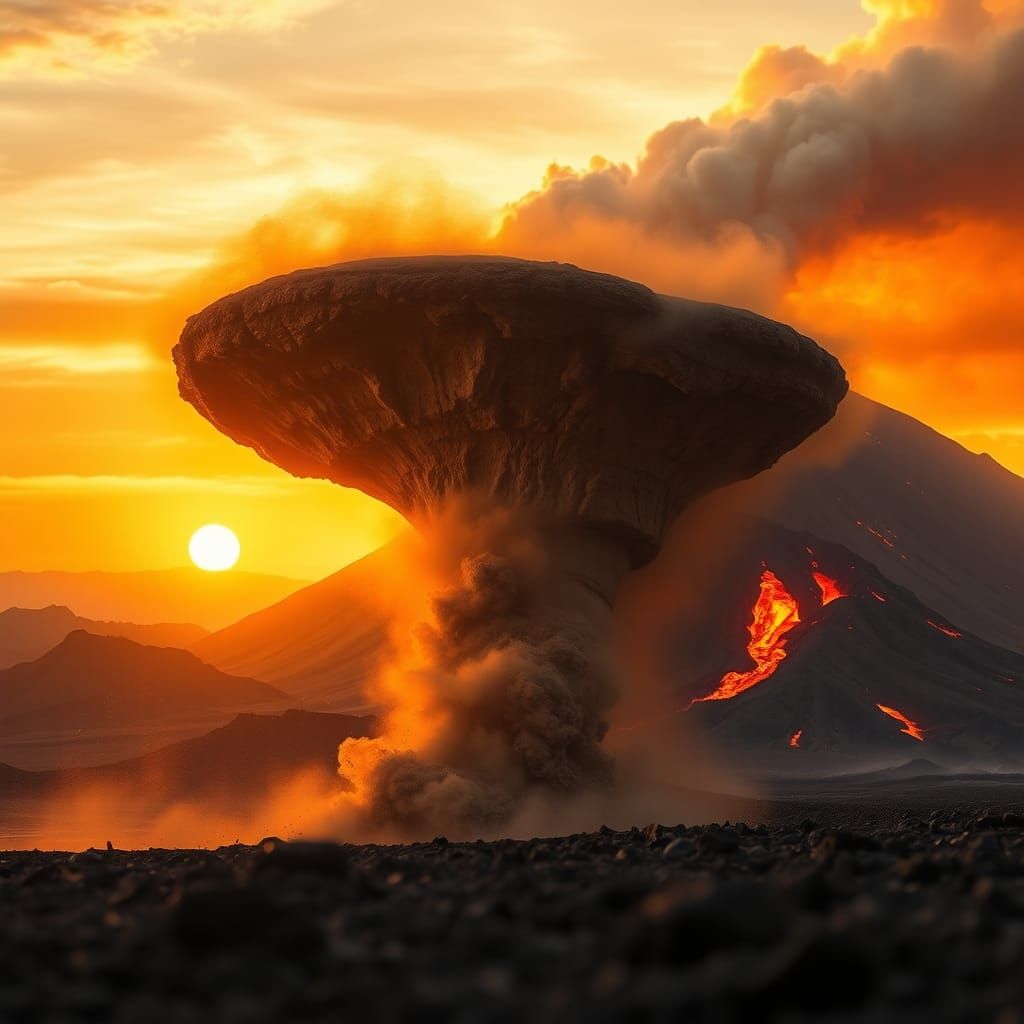 Tornado Meets Volcano in Dramatic Natural Light