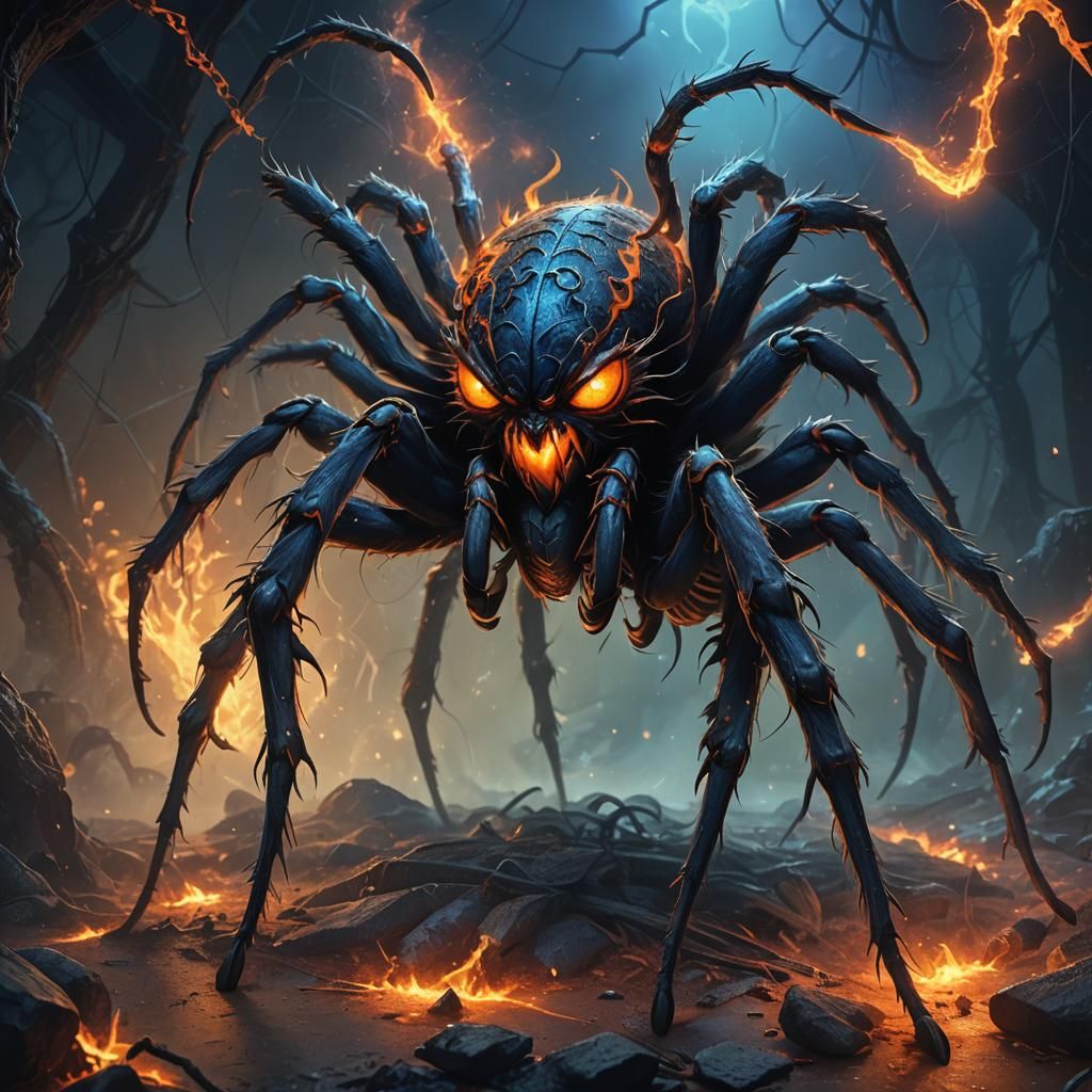 Frightening Spider Monster in Fantasy Horror World