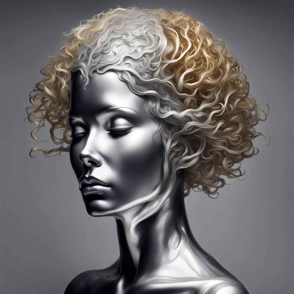 Silver Woman with Porcelain Brain