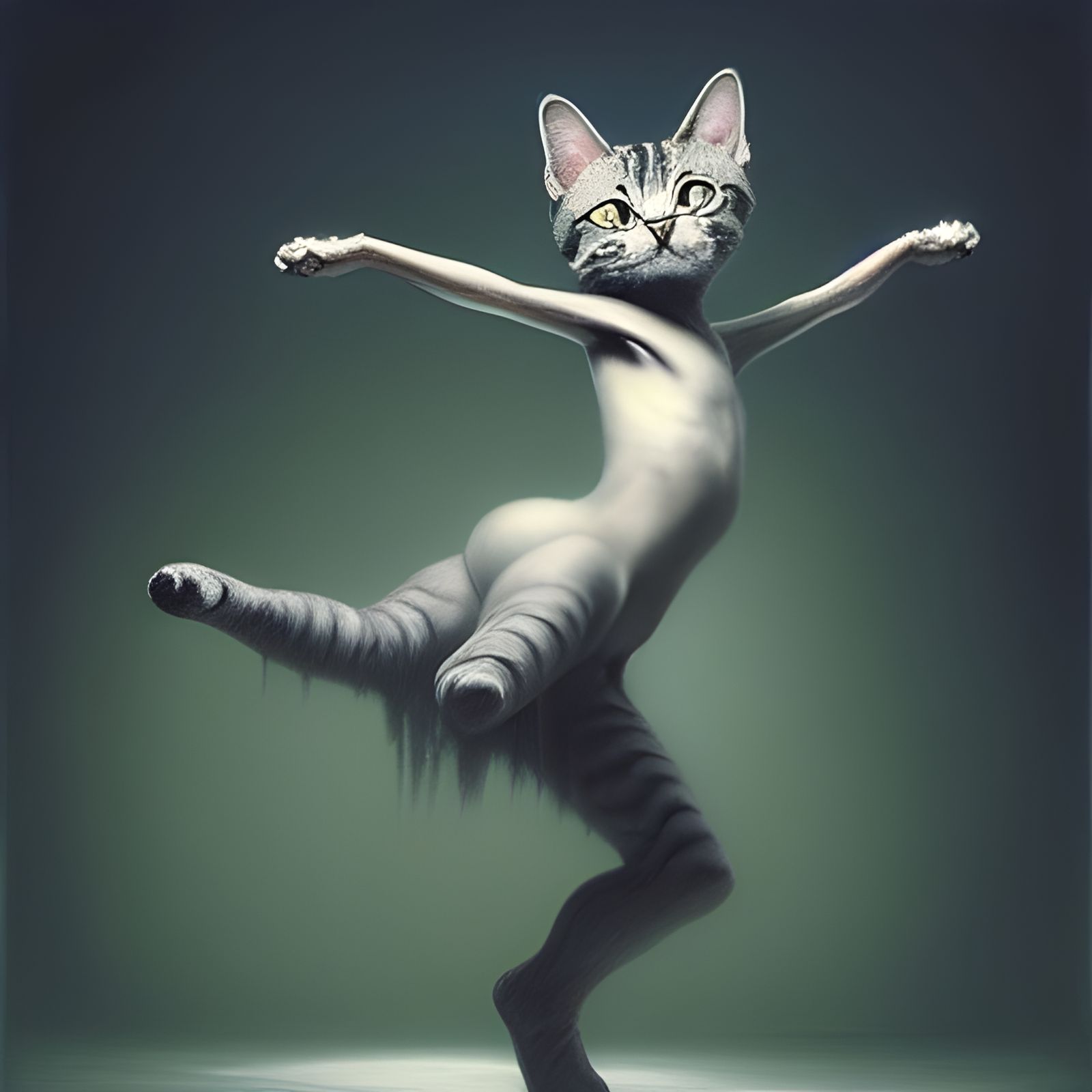 Cat Ballerina in Hyperrealistic Surreal Style