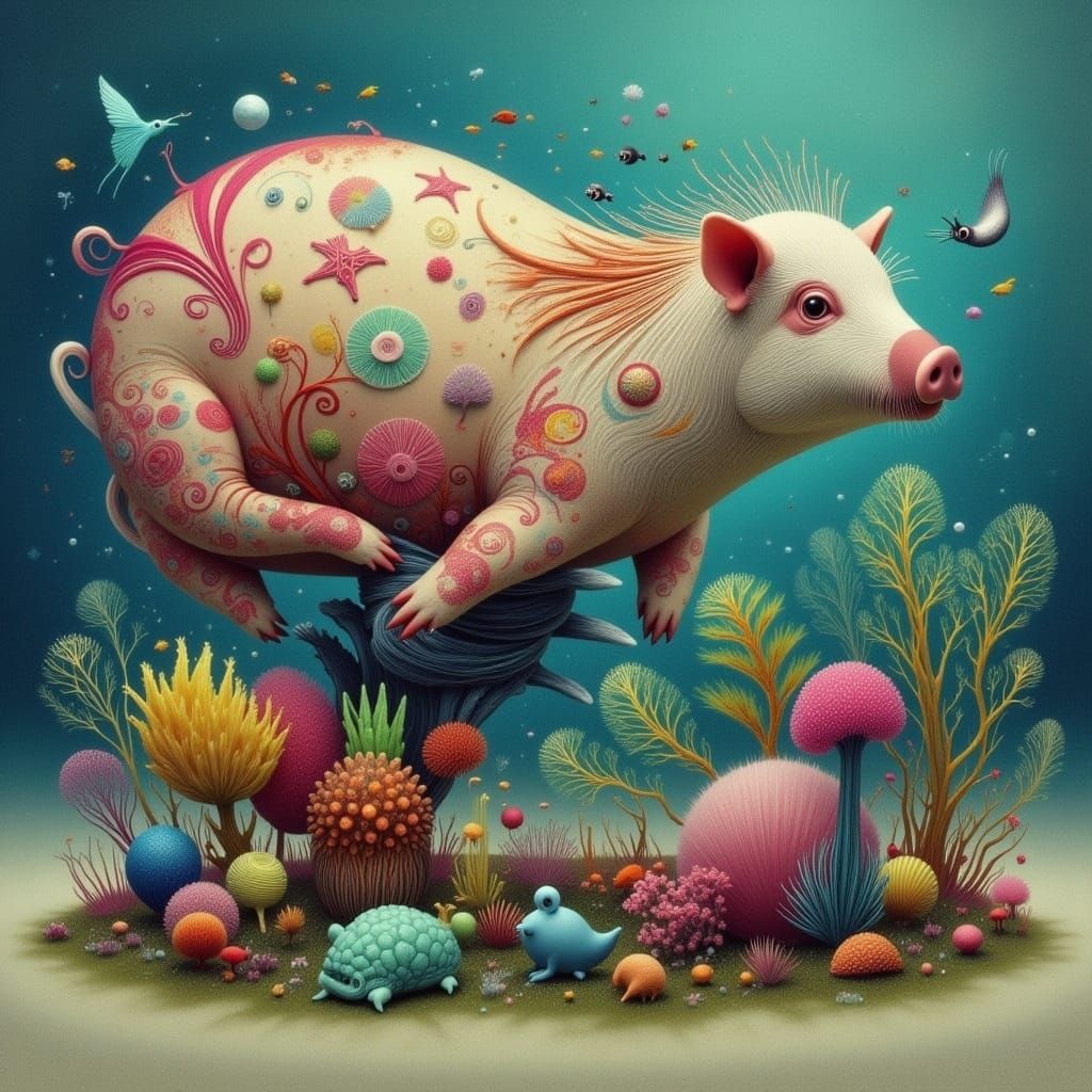 Sea Pig in a Vibrant Oceanic Dreamscape
