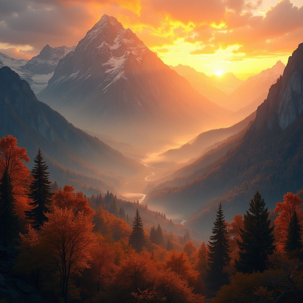 Spectacular Autumn Mountain Vista in Photorealistic 4K
