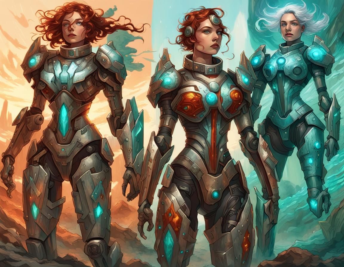 Futuristic Female Warriors in Cyberpunk Wasteland