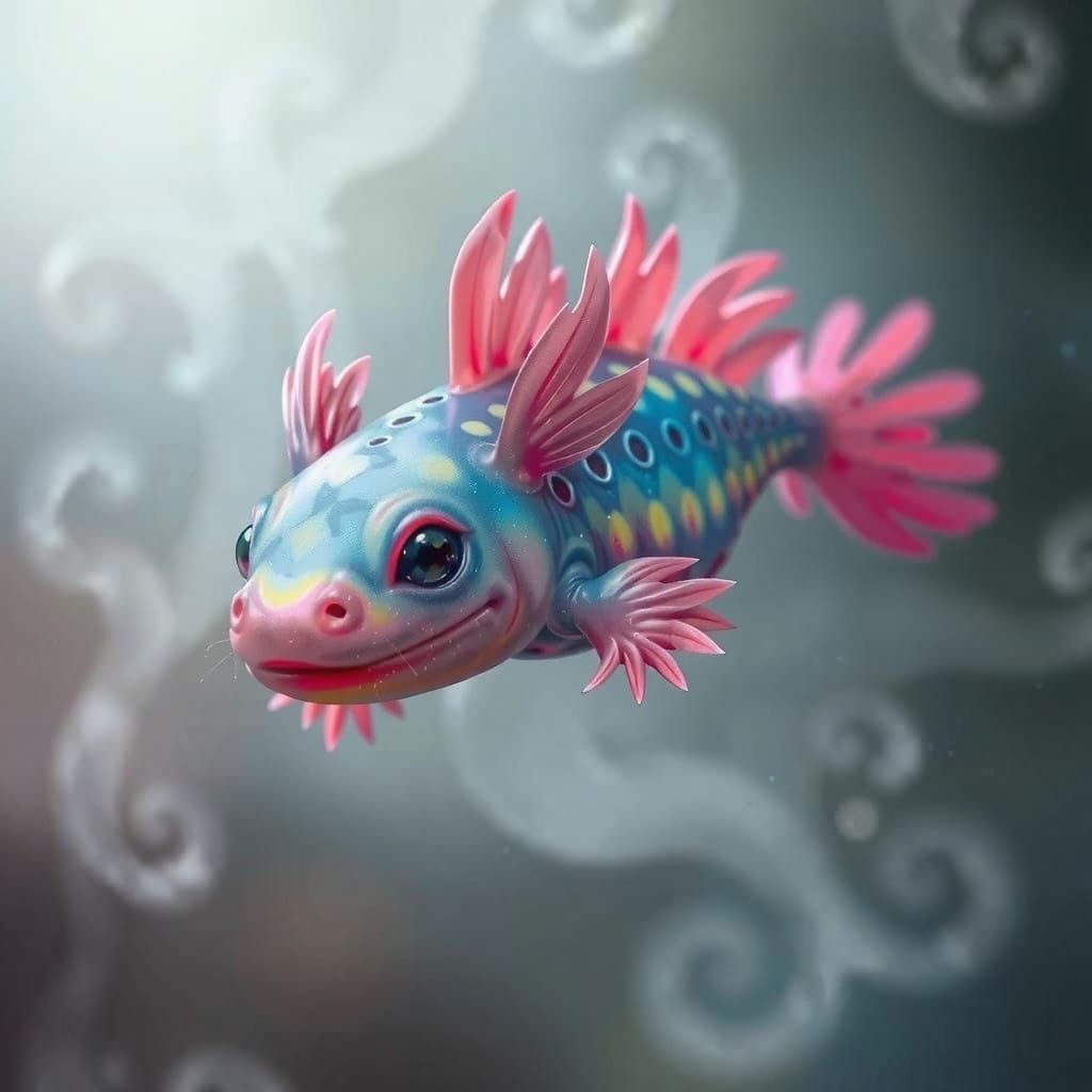 Whimsical Air Axolotl in Dreamlike Atmosphere
