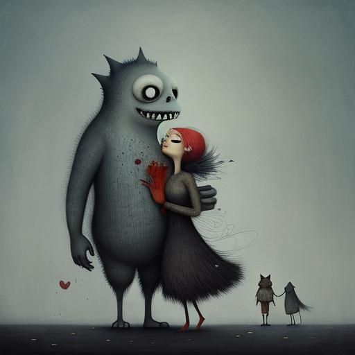 Heartwarming Whimsical Monster Movie Illustration