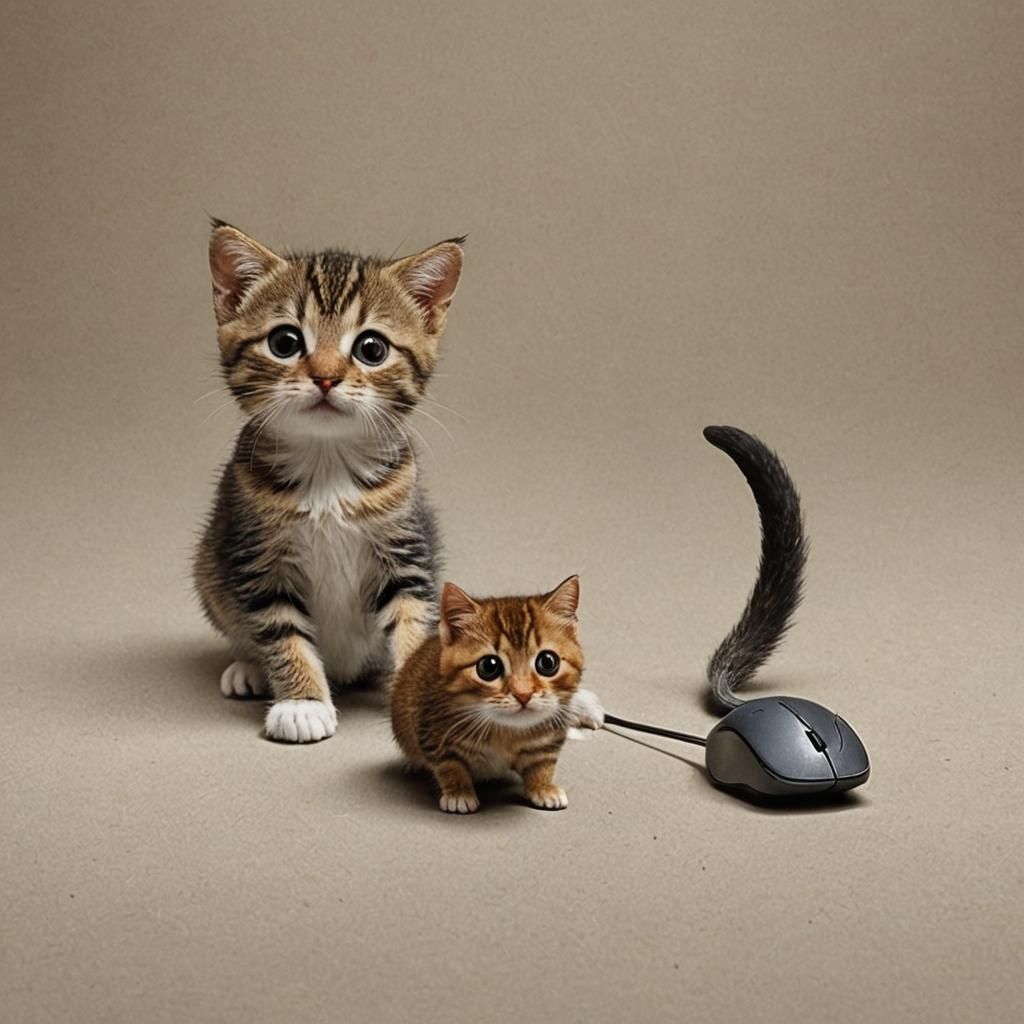 Forced Perspective Cat and Mouse Composition