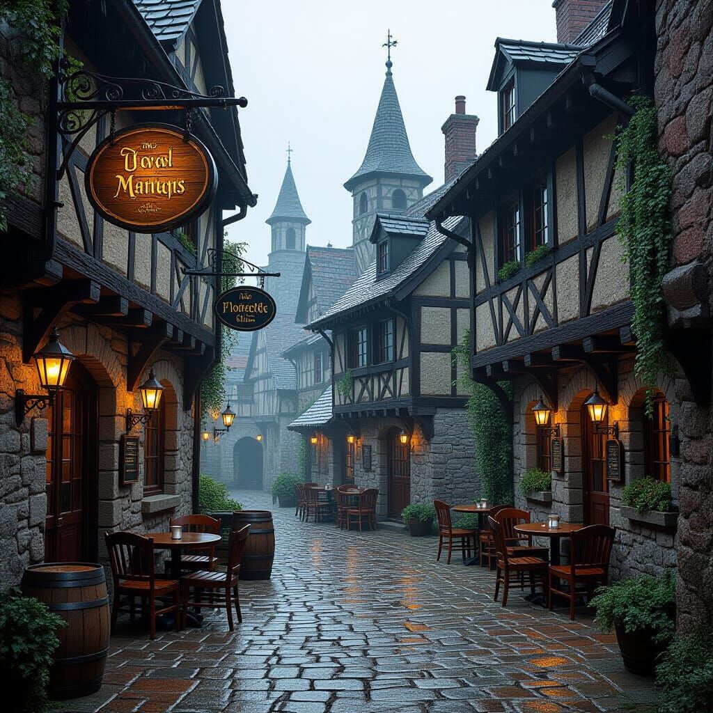 Detailed Tavern Alleyway Matte Painting