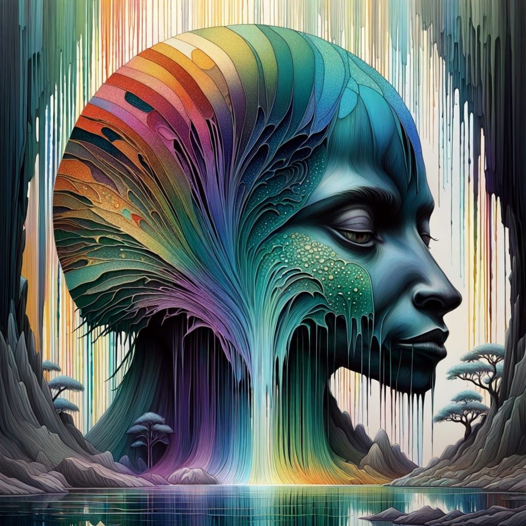 Surrealistic Serengeti Landscape with Prismatic Colors