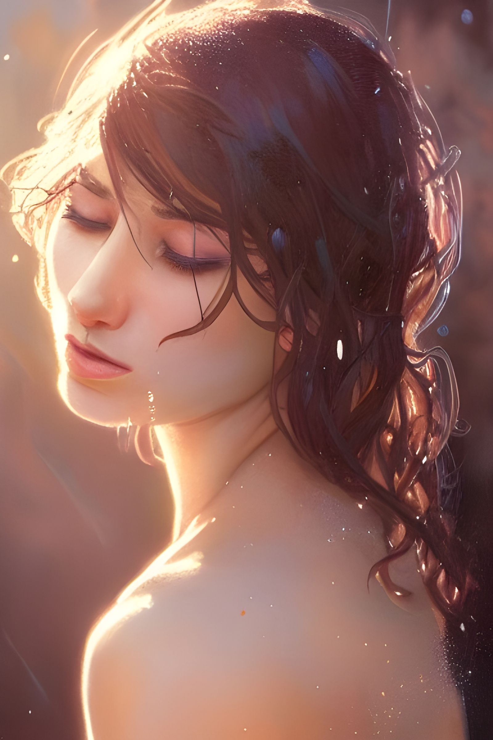 Beautiful Woman in Garden: Hyperdetailed Concept Art