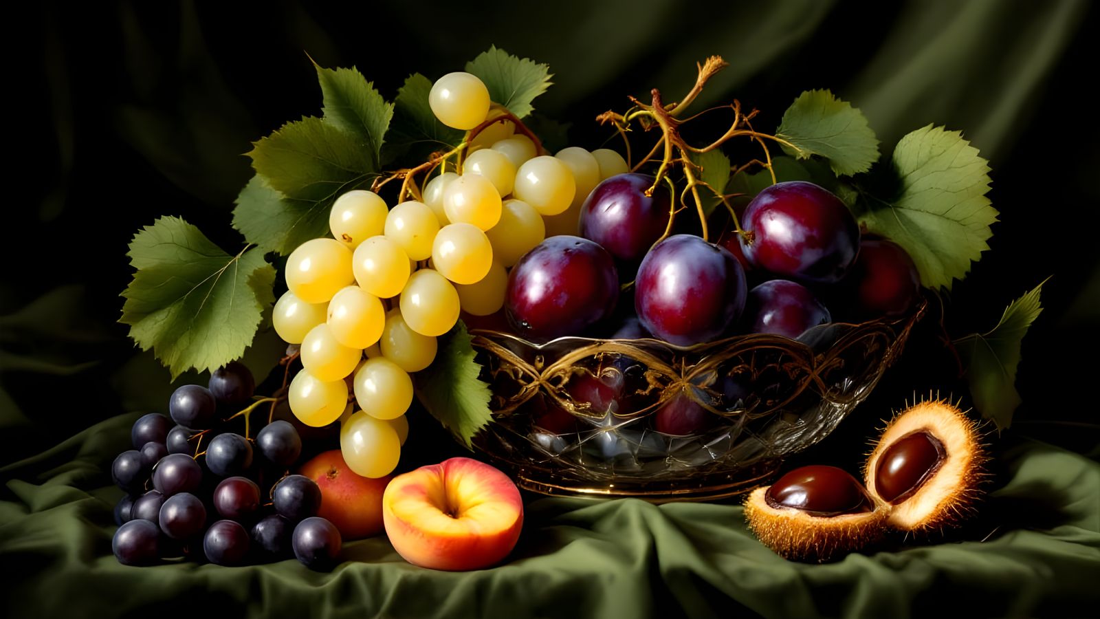 Realistic Still Life Fruit Painting in 19th Century Style