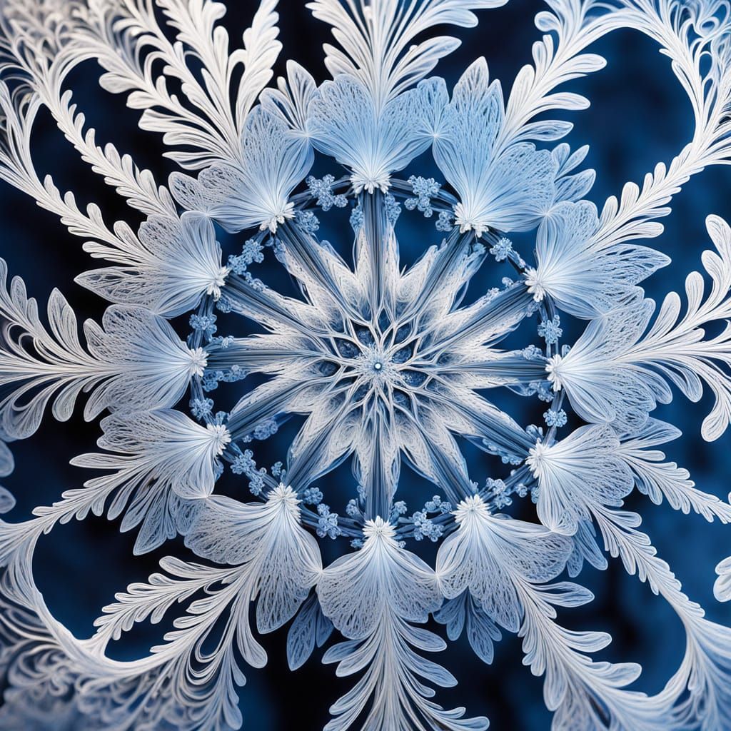Hyperrealistic Microscopic Snowflake with Intricate Fractal ...