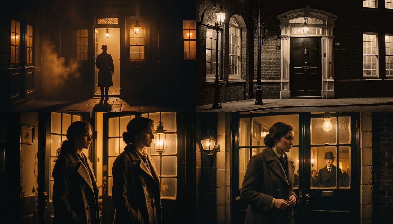 Edwardian London Street at Night in British Style