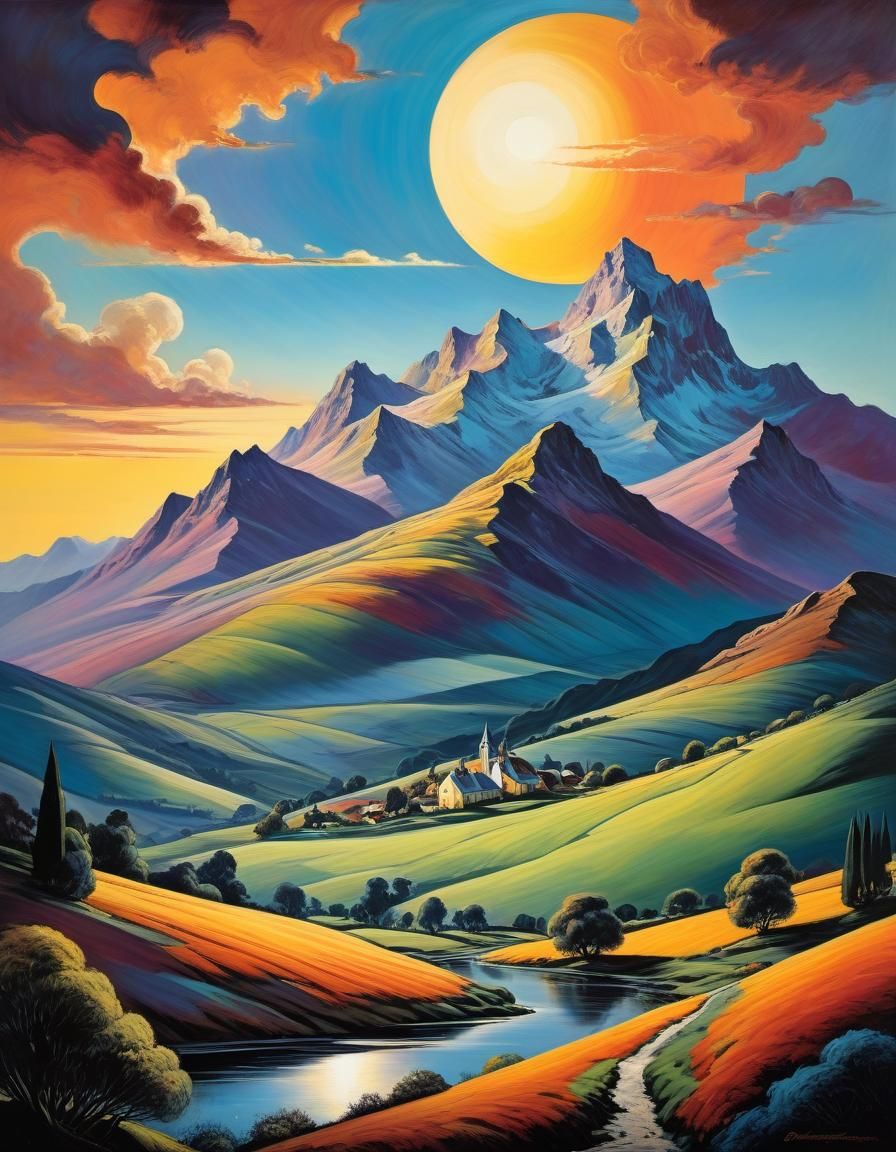 Retrofuturist Alpine Dreamscape in Cornish Style