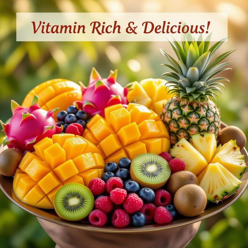 Overflowing Tropical Fruit Platter in Golden Hour Light