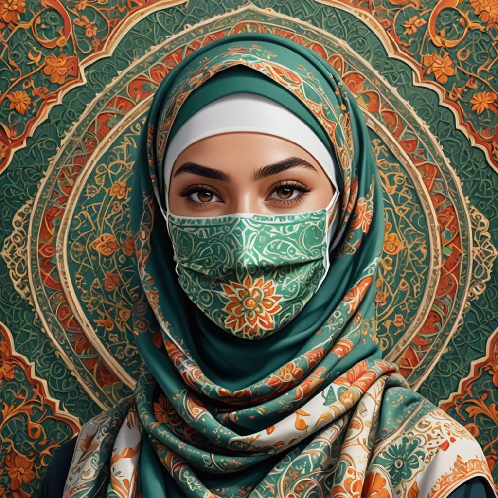 Beautiful Irish Hijabi Woman in Facemask Portrait