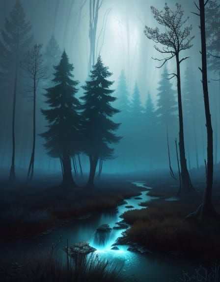 Sinister Biolab Merged with Astral Landscape in Digital Art