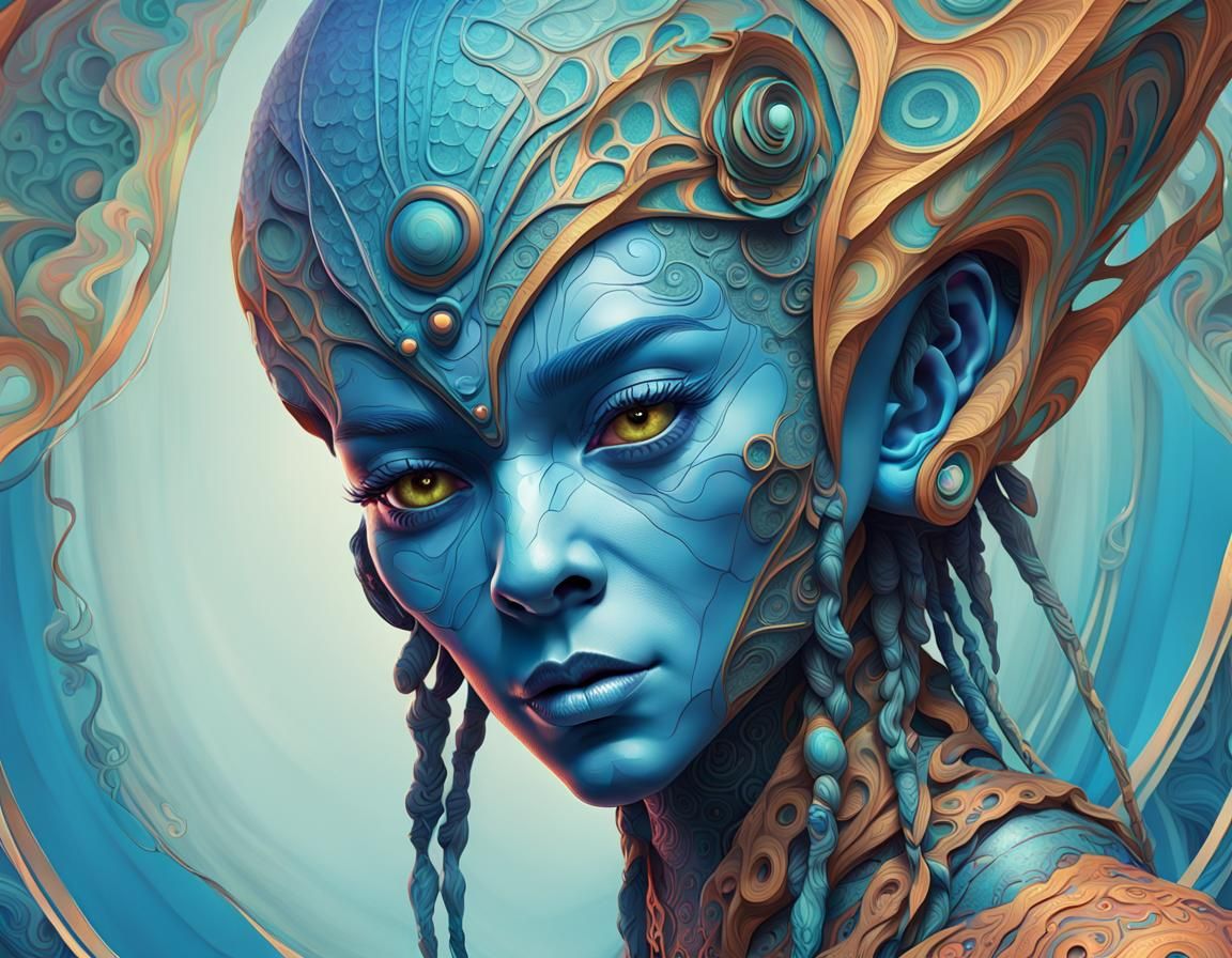 Alien Portrait in Surreal Hyper-Realistic Style