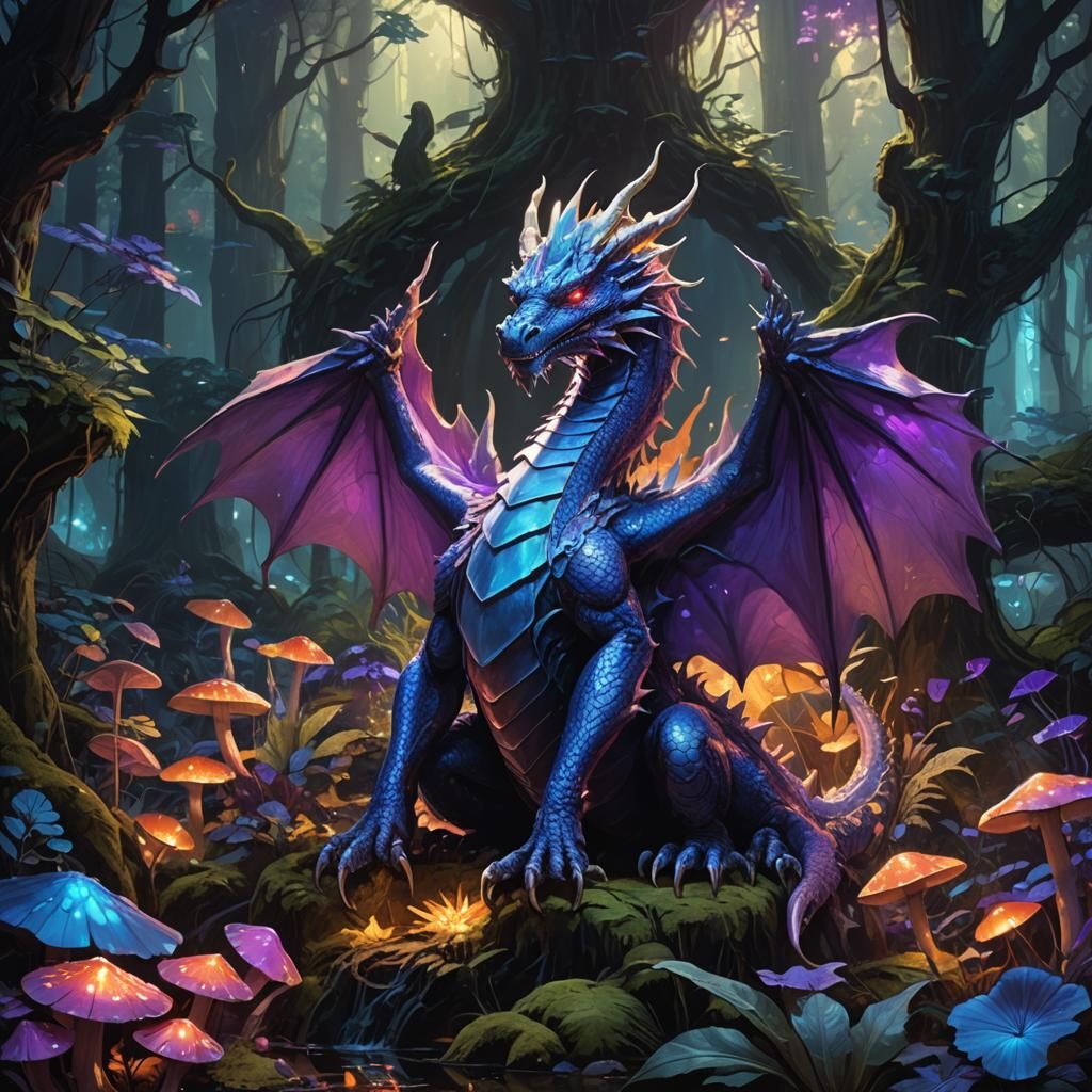 Dragon King on Mushroom Throne, Syd Mead Style