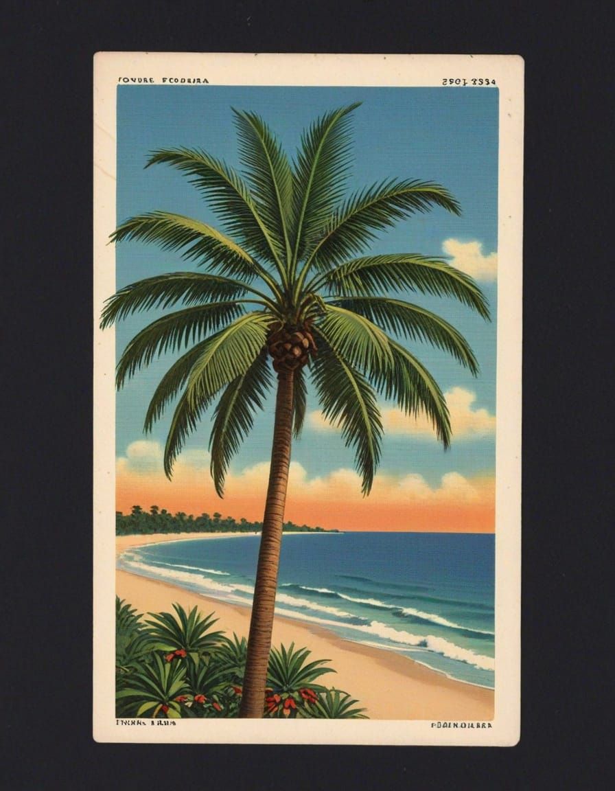 Retro Florida Palm Tree Scene