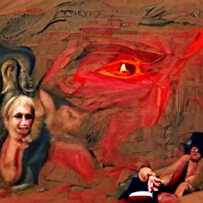 Demonic Figure on Island in Renaissance Style