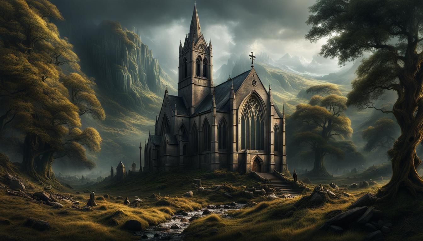 Epic Church in Wildwood Valley: Digital Matte Painting