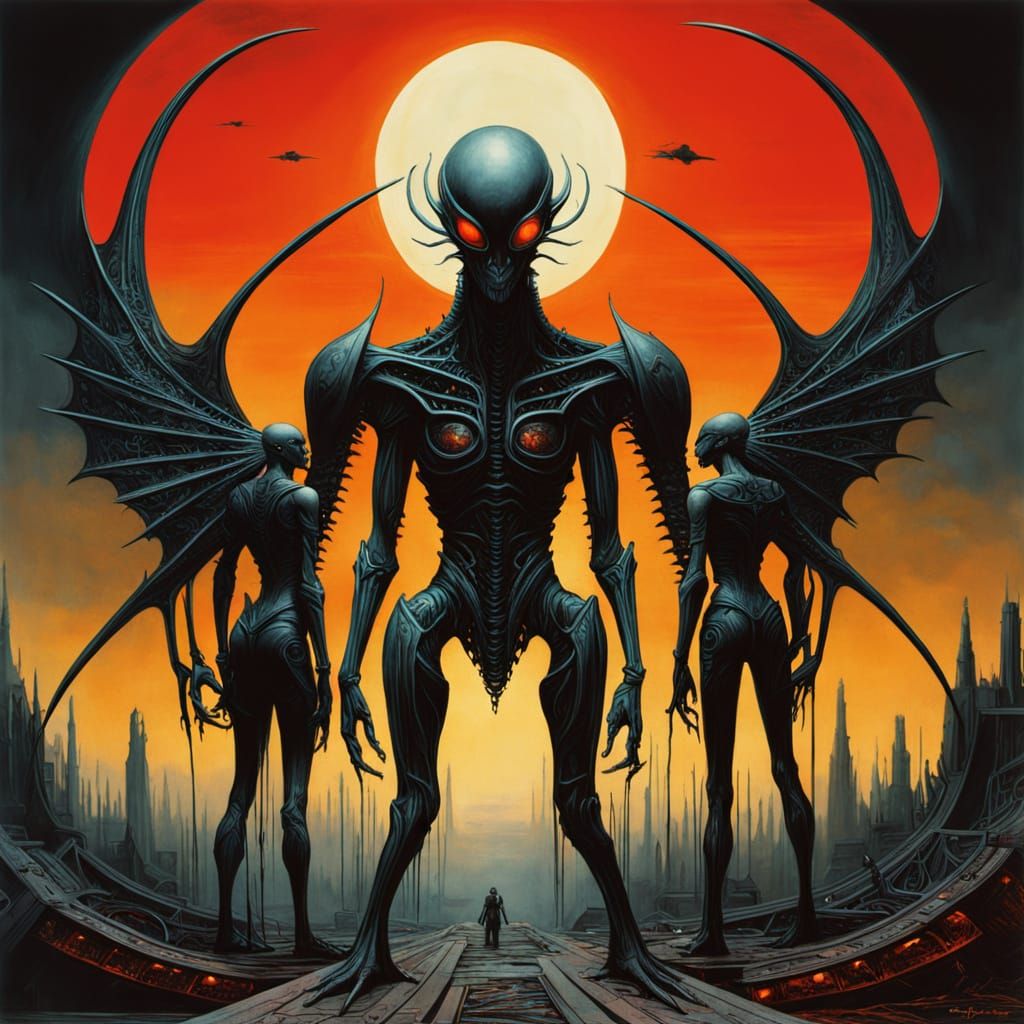 Winged Xenomorph Queen: Ecstatic Cyberpunk Goddess