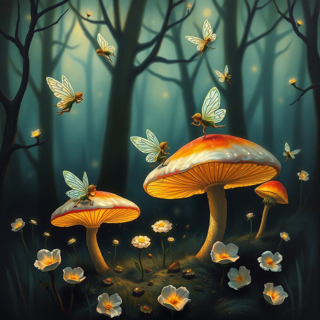 Enchanted Forest Fairies in Surrealist Style
