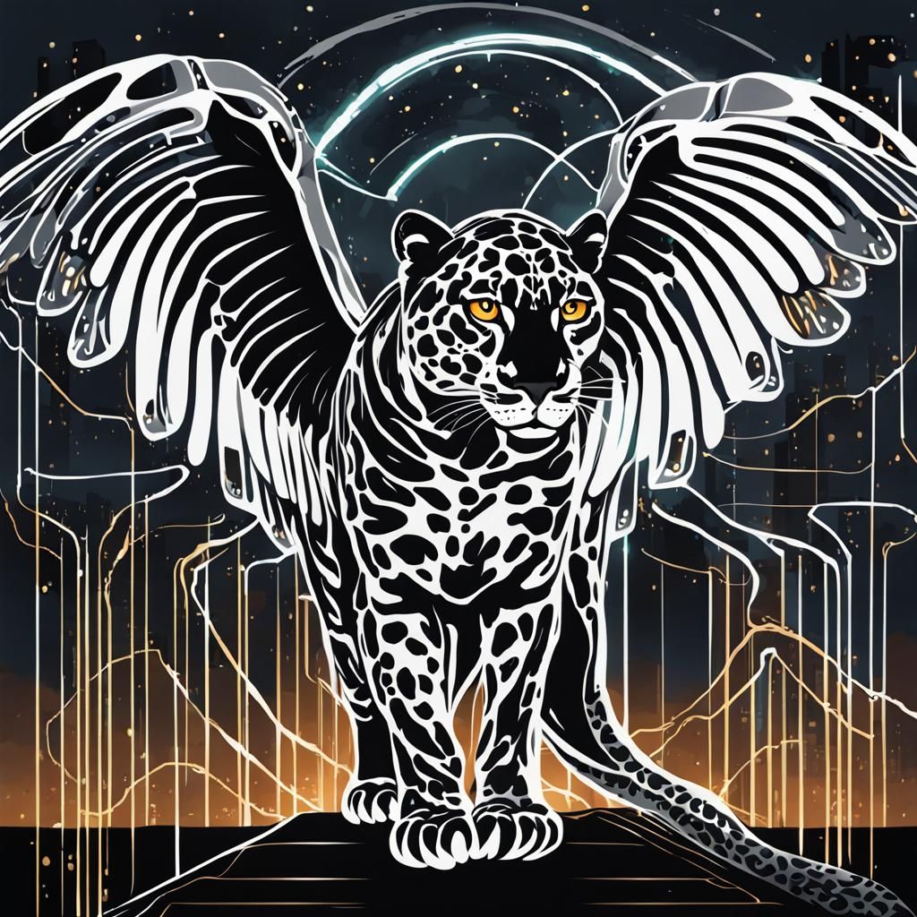 Glowing Winged Jaguar Illustration