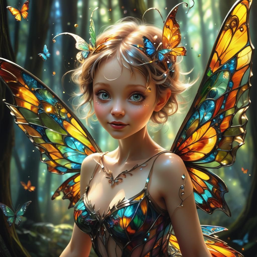 Whimsical Butterfly Pixie in Magical Forest