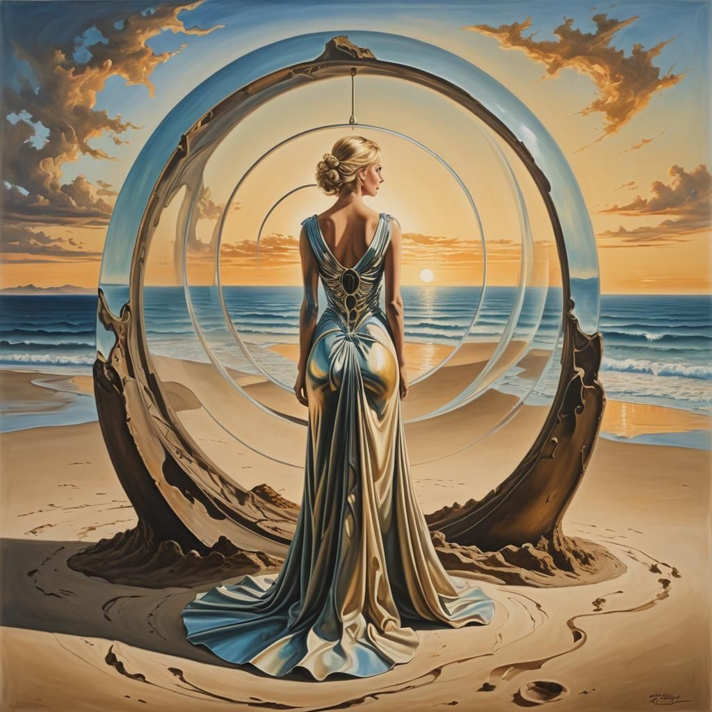 Surreal Hourglass Sunset: A Dali-esque Dreamscape