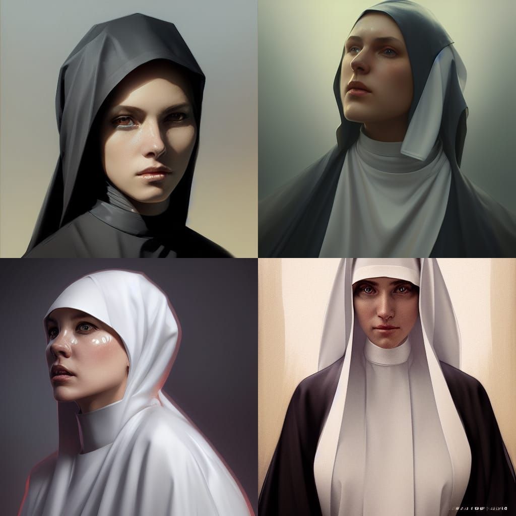 Detailed Portrait of a Nun in Artstation Style