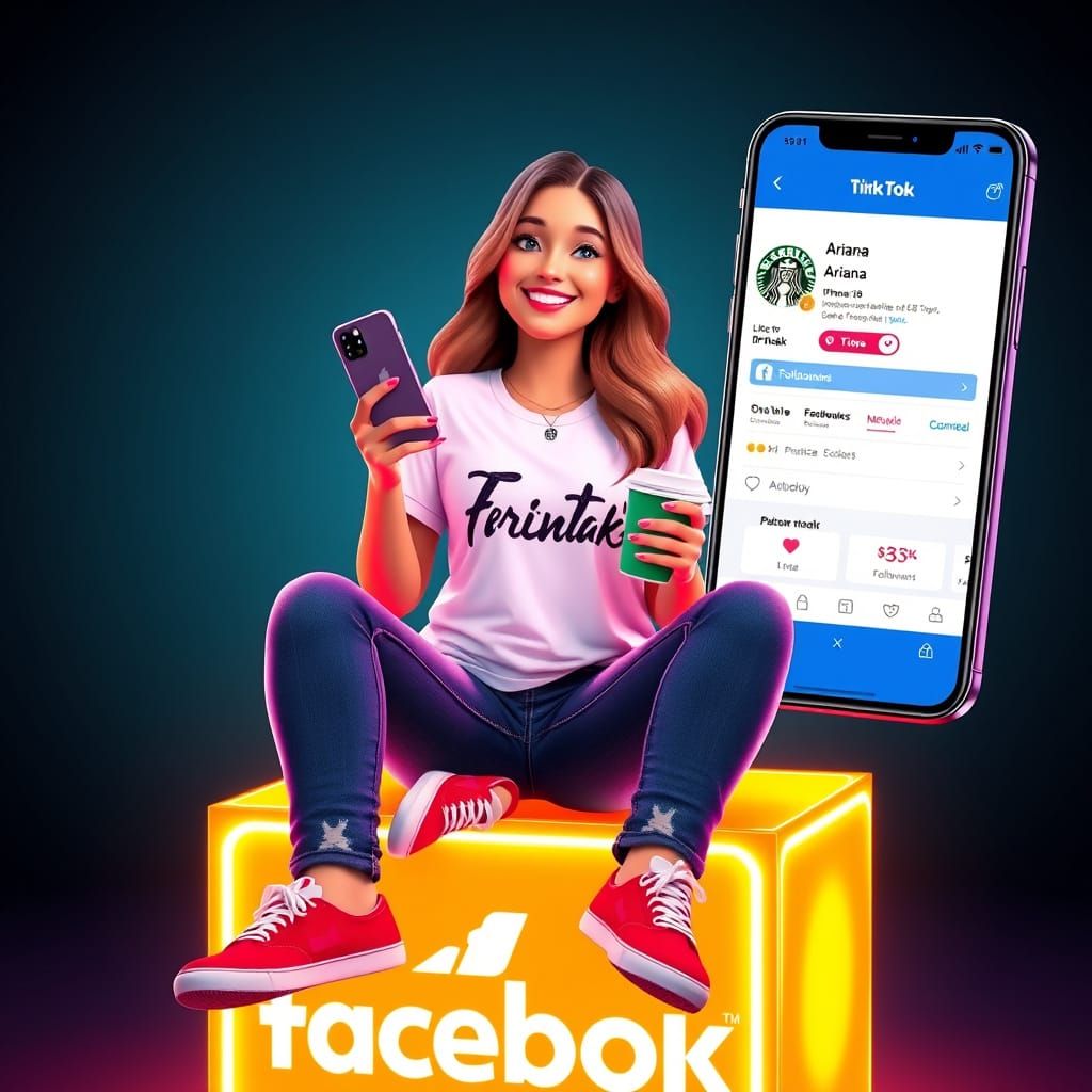 Pixar Style 3D Render of Woman on Facebook Box