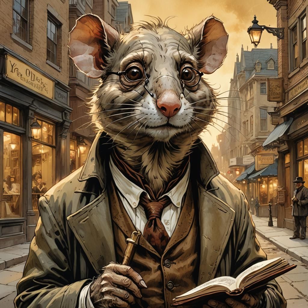 Elegant Dickensian Rat in Victorian Era Setting