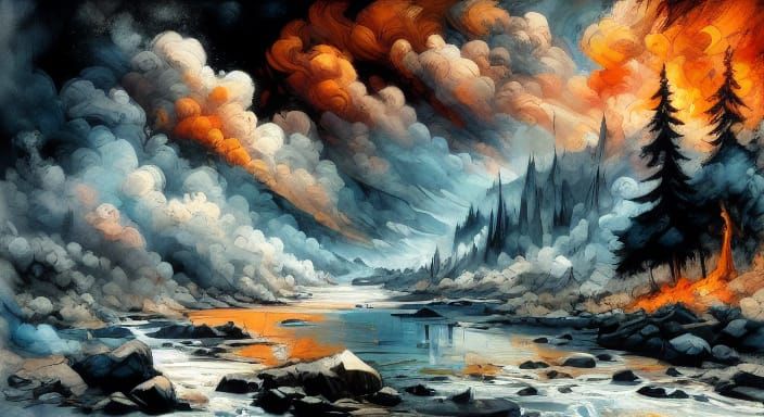 Ethereal Figure Amidst Sacred Flames