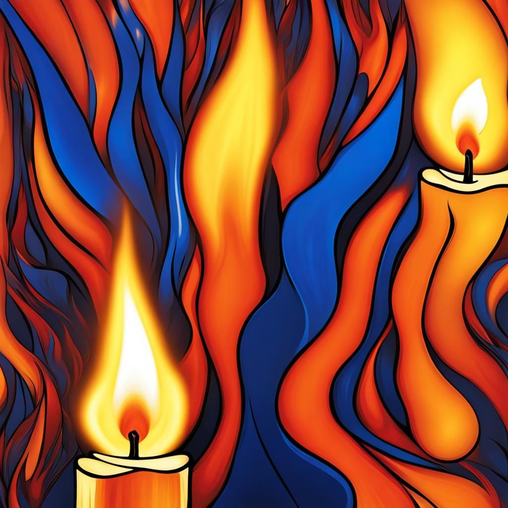 Macro Close-Up of Candle Wick and Flame