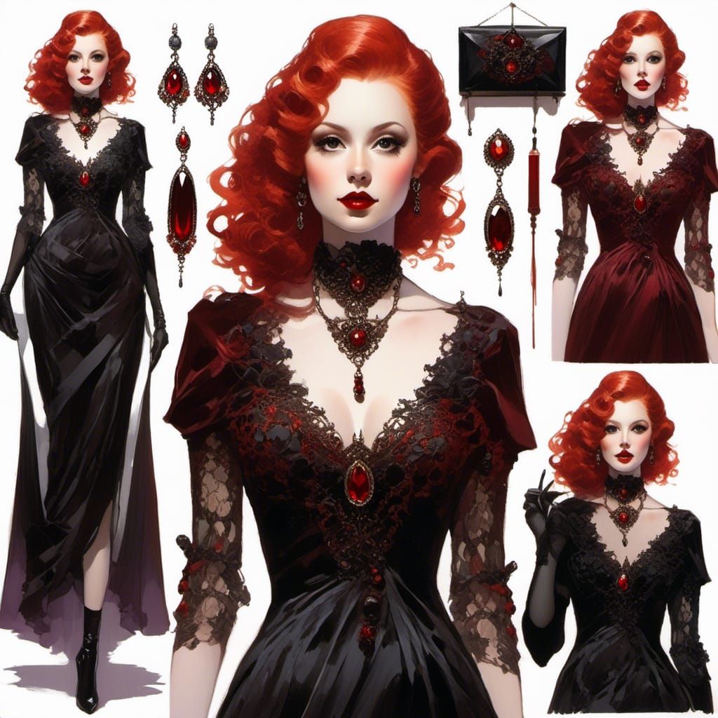 Sci-Fi Vampiress in Gothic Setting, Rutkowski Style