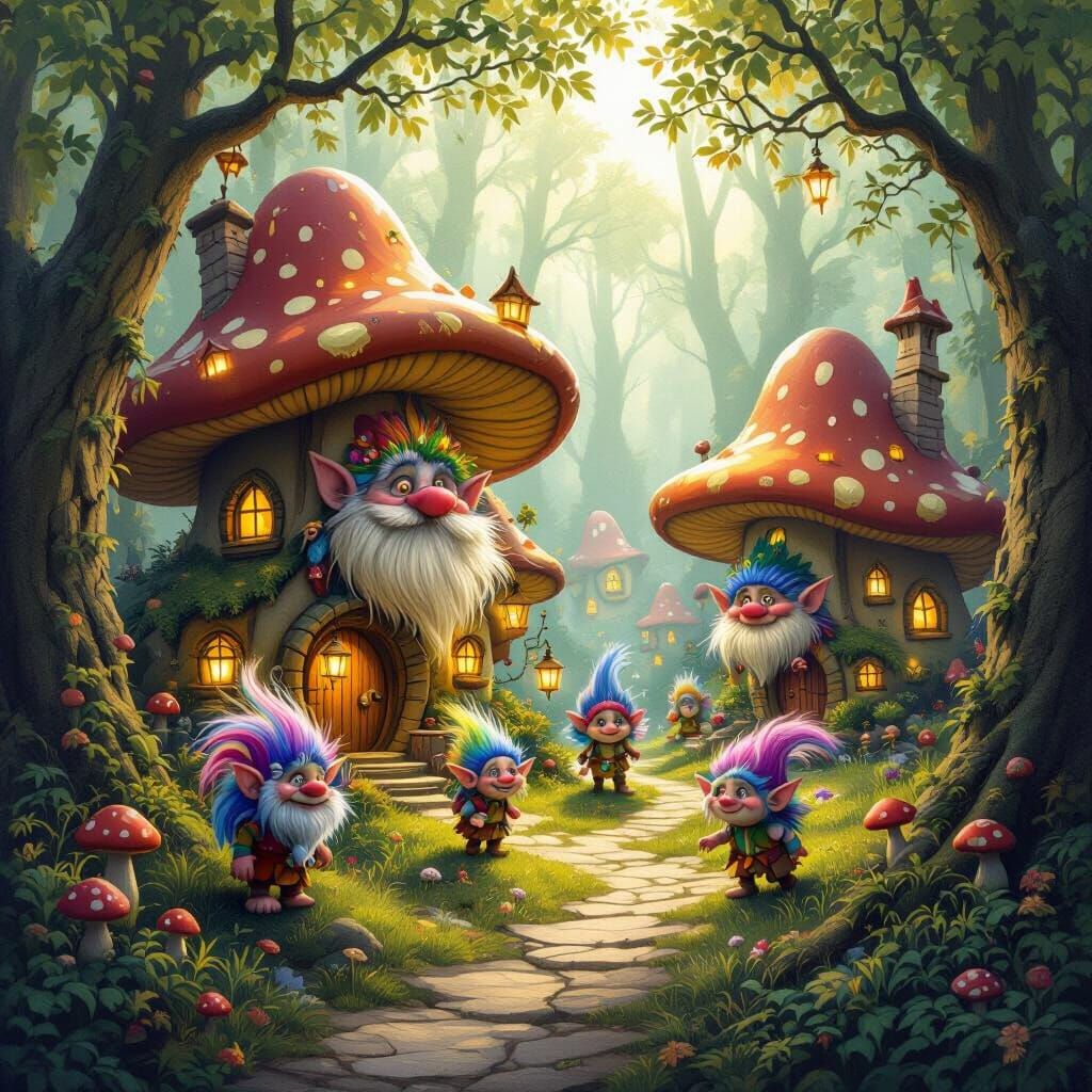 a whimsical troll village