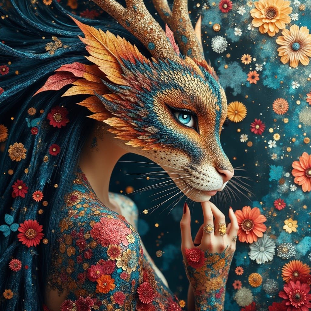Colorful Dragon-Leopard Hybrid in Whimsical Style