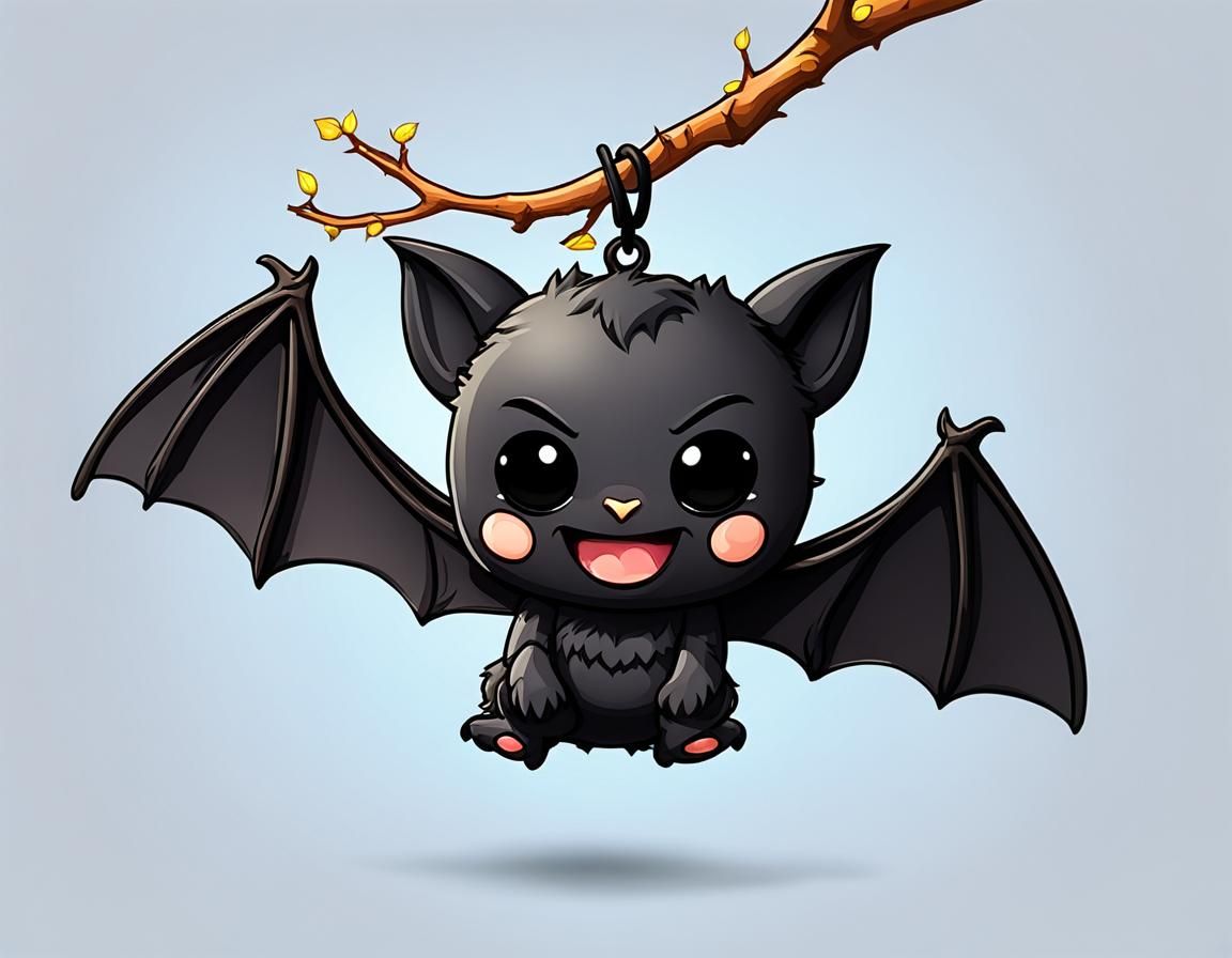 Cute Chibi Bat Hanging Upside Down