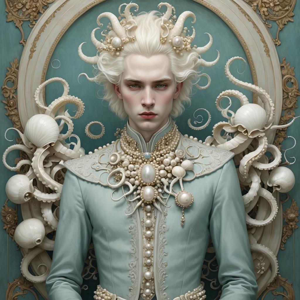 Surreal Pearl Prince with Tentacle Crown, in Ray Caesar Styl...