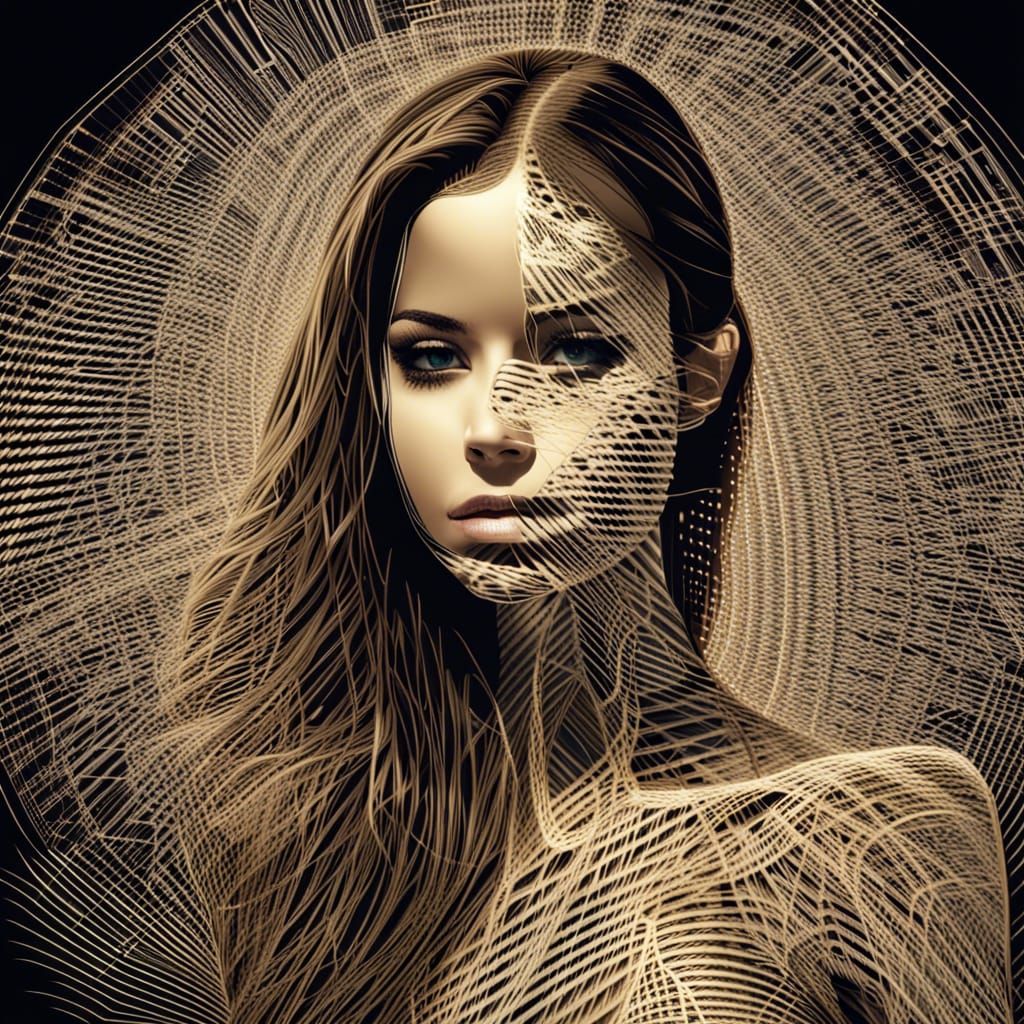 Laser Pattern Young Woman Portrait