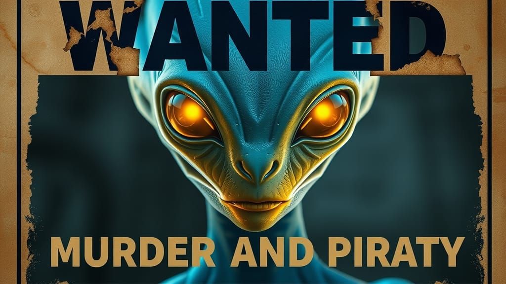 Alien Wanted Poster in Futuristic Style