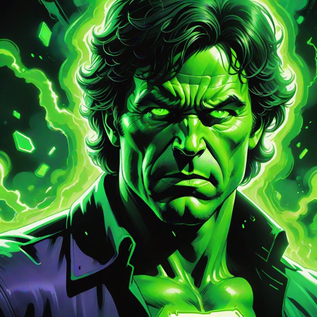 Bruce Banner's Radioactive Transformation: Comic Book Art